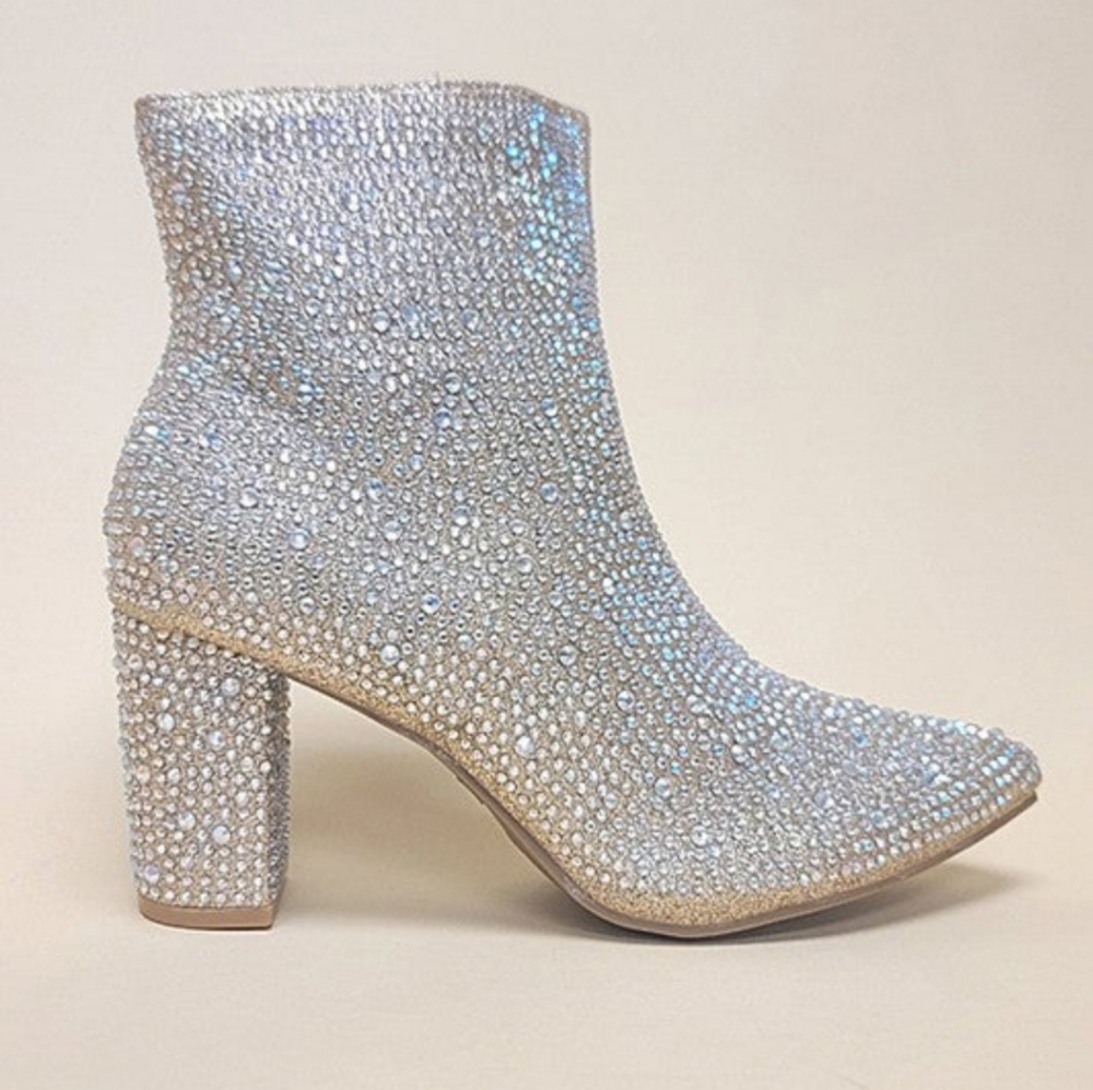 New!!!!!  CHAMPAGNE RHINESTONE CASUAL BOOTS